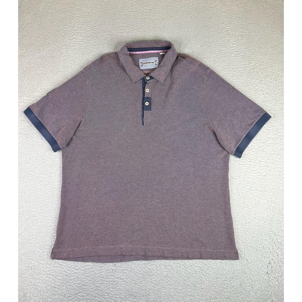 32 Bar Blues Polo Shirt Mens XL Red Solid Cotton Knit Short Sleeve Casual Top